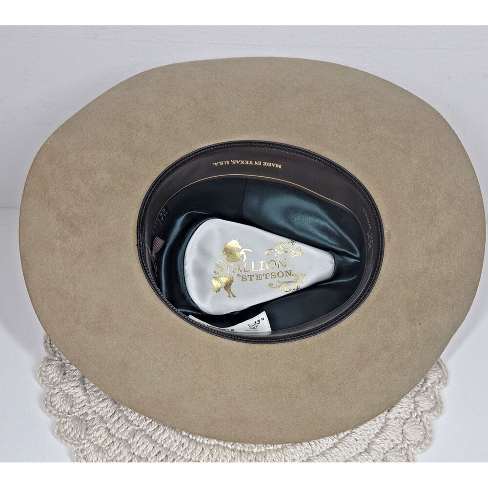 MENS Stetson Stallion HUTCHINS 3X Wool Felt Cowboy Hat 7 1/4 STONE USA TEXAS - Picture 5 of 9